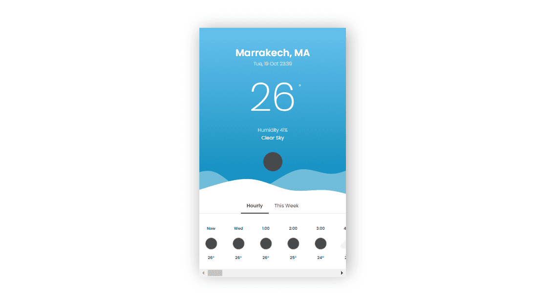 Weather app that displays daily and hourly forecast based on the user's location.